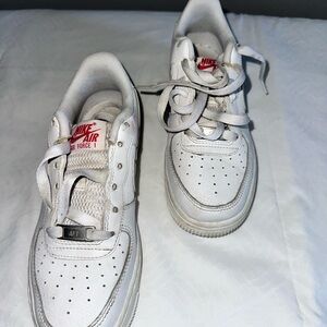 Nike Kids Air Force 1 White and Red Sneakers